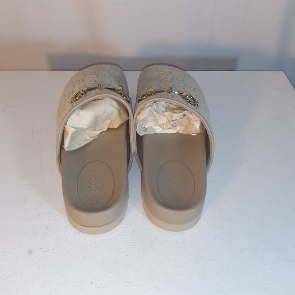 Gucci 'Sol' Tan Horsebit-Detailed Debossed Leather Trimmed Suede Slip On - Picture 4 of 6